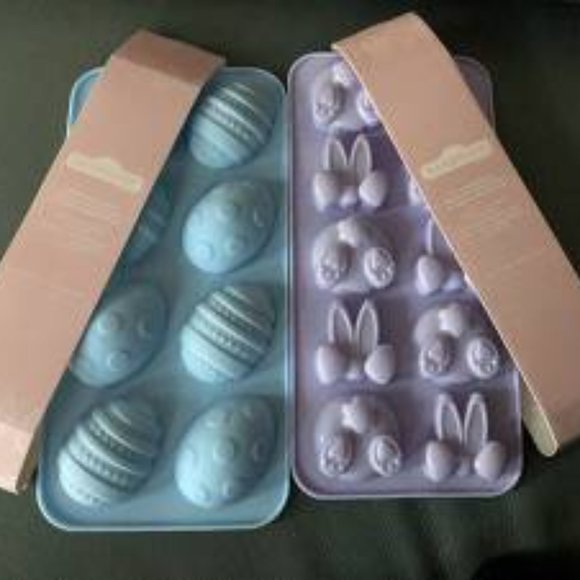 Bakeshop 2 Easter Molds NEW Silicone Bunnies & Easter Eggs - Picture 1 of 2